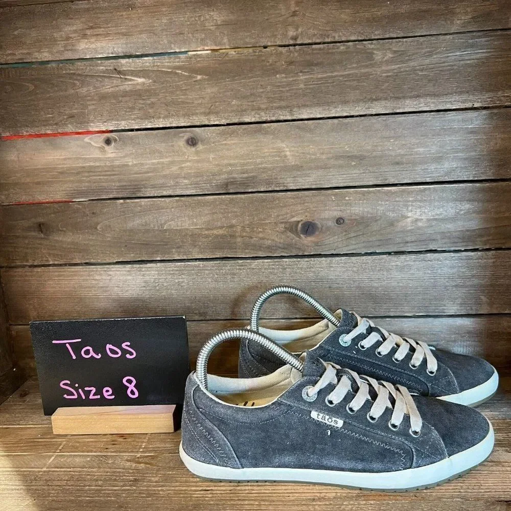 Womens Taos Star Dark Gray Comfort Canvas Lace Up Comfort Sneakers Size 8 M GUC